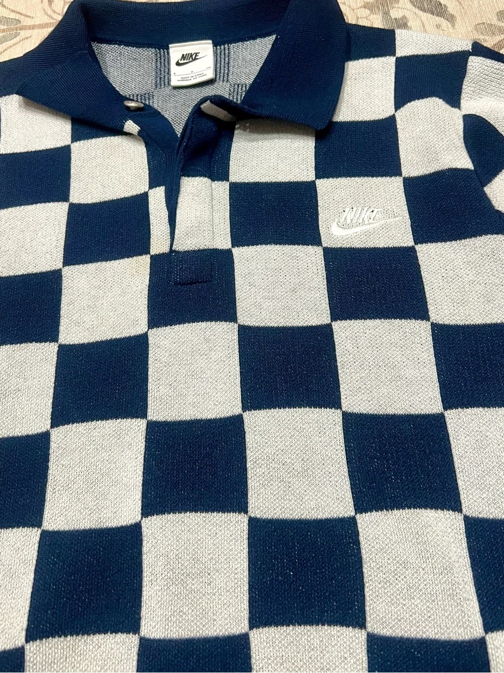 Nike Checkers Polo in Midnight Navy & Sail Size Small